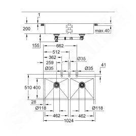 Grohe Éviers - Évier K800, 1024x510 mm, inox brossé 31585SD1