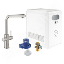 Grohe Blue Professional - Mitigeur d’évier avec unité réfrigérante et filtration, douchette extractible, supersteel 31326DC2