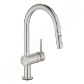 Grohe MintaTouch - Mitigeur d’évier électronique avec douchette extractible, supersteel 31358DC2