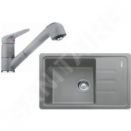 Franke Colonnes - Set de cuisine G118, évier en fragranit BSG 611-62 + robinet FC 9547.084, pierre grise 114.0440.850