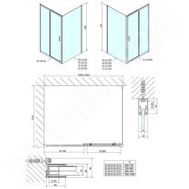 Polysan Easy Line - Porte de douche 1600 mm, aluminium poli/verre transparent EL1815
