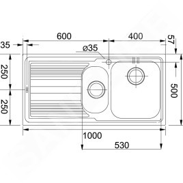 Franke Logica - Évier en inox LLX 651/7, 1000x500 mm 101.0120.190