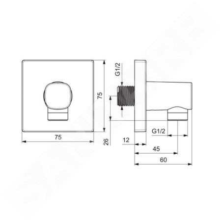 Hansa Living - Coude de raccordement de douche, chrome 51180180
