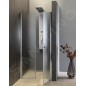Aqualine Cabines de douche - Porte de douche Pilot, en deux parties 1000 mm, aluminium brillant/verre Brick PT102