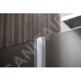 Aqualine Cabines de douche - Porte de douche Pilot, en deux parties 1000 mm, aluminium brillant/verre Brick PT102