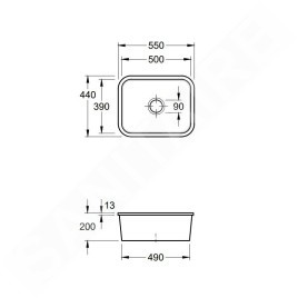 Villeroy & Boch Cisterna 60C - Évier en céramique 55x44 cm, CeramicPlus, Chromite 670601J0