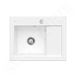 Villeroy & Boch Subway 45 - Évier en céramique 65x51 cm, avec commande excentrique, CeramicPlus, Stone White 331202RW