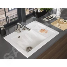 Villeroy & Boch Subway 45 - Évier en céramique 65x51 cm, avec commande excentrique, CeramicPlus, Stone White 331202RW