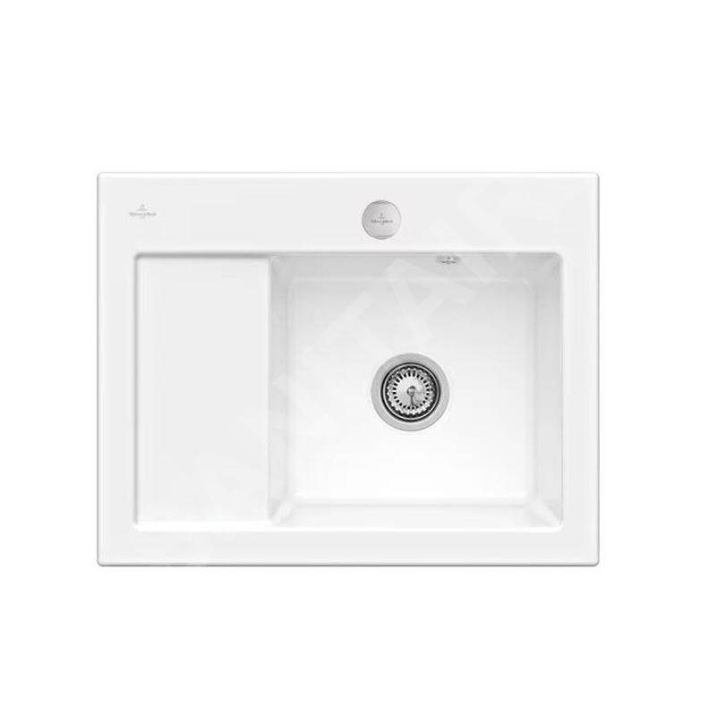 Villeroy & Boch Subway 45 - Évier en céramique 65x51 cm, avec commande excentrique, CeramicPlus, Snow White 331302KG
