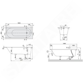 Villeroy & Boch Oberon - Baignoire Solo 1800x800x470 mm, Quaryl, blanc UBQ180OBE2V-01