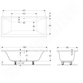 Geberit Selnova Square - Baignoire 1800x800x420mm, blanc 554.387.01.1