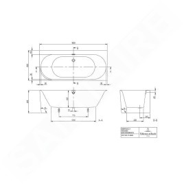 Villeroy & Boch Oberon 2.1 - Baignoire 180x80 cm, à droite, blanc alpin UBQ180OBN9CR00VD01