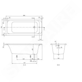 Villeroy & Boch Architectura - Baignoire Solo, 1700x750 mm, blanc UBA170ARA2V-01