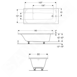 Geberit Selnova - Baignoire 1800x800x428 mm, blanc 554.286.01.1