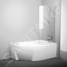 Ravak Chrome - Paroi de baignoire monobloc CVSK1 Rosa, droite, 1000x1500 mm, aluminium brillant/verre transparent 7QRS0C00Y1