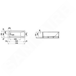 Laufen Pro - Baignoire 1700x700 mm, avec éclairage LED et capteur, blanc H2309510006151
