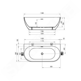 Ravak Freedom W - Baignoire autoportante 1660x800 mm, blanche XC00100024