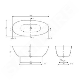 Villeroy & Boch Antao - Baignoire en îlot 170x75 cm, blanc alpin UBQ170TAO7V-01