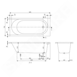Villeroy & Boch O.novo - Baignoire Solo, 1700x750 mm, blanc UBA170CAS2V-01
