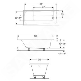 Geberit Selnova - Baignoire 1700x700x428 mm, blanc 554.284.01.1