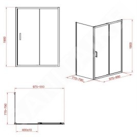 Cersanit Zip - Cabine de douche 79x99 cm, chrome/verre clair S154-003