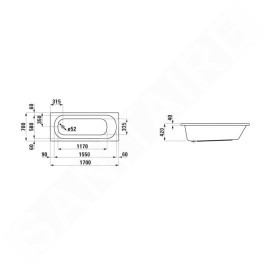 Laufen Lua - Baignoire 170x70 cm, blanc H2310800000001