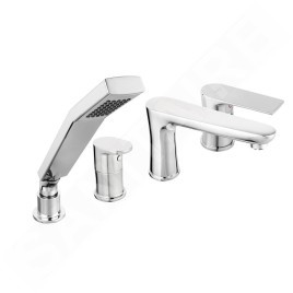 Novaservis Ferro Algeo Square - Robinetterie pour montage sur bord de baignoire, installation 4 trous, chrome 82045,0