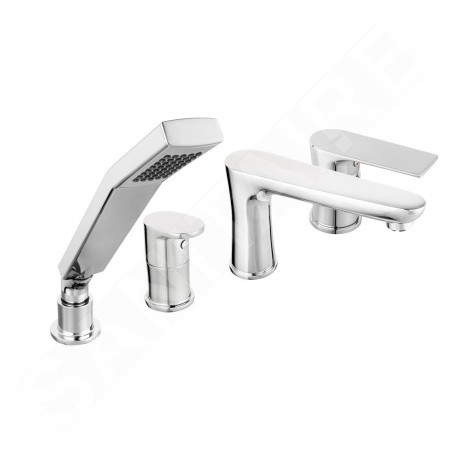 Novaservis Ferro Algeo Square - Robinetterie pour montage sur bord de baignoire, installation 4 trous, chrome 82045,0
