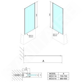 Polysan Deep - Paroi de douche 750 mm, aluminium brillant/verre clair MD3116