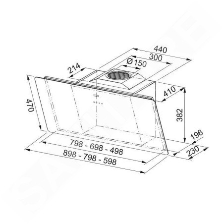 Franke Smart - Hotte aspirante FSMA 805 BK, largeur 80 cm, verre noir 110.0377.735