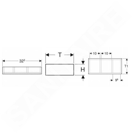 Geberit Selnova Square - Organiseur de tiroir 323x59x150 mm, lave 500.677.00.1