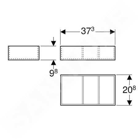 Geberit Xeno 2 - Casier de rangement 373x98 mm, gris 500.527.00.1
