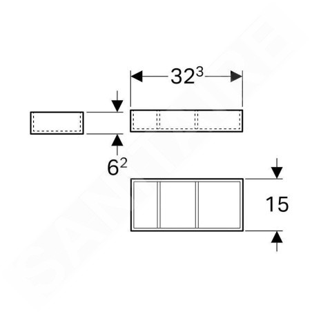 Geberit Xeno 2 - Casier de rangement 323x62 mm, gris 500.526.00.1