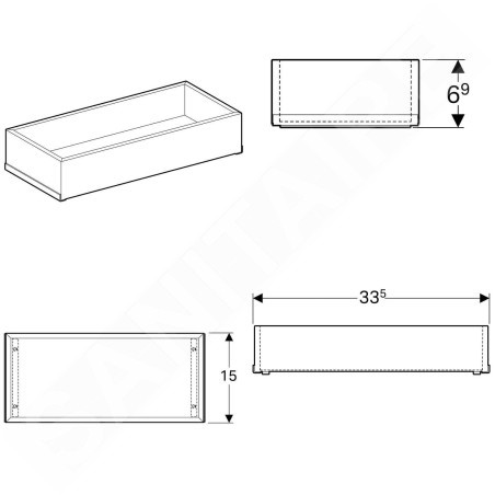 Geberit Acanto - Casier de rangement 335x69 mm, chêne 500.648.00.2