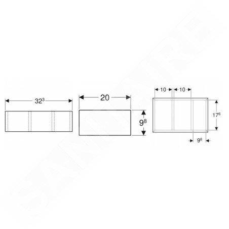 Geberit Selnova Square - Organiseur de tiroir 323x98x200 mm, lave 500.676.00.1