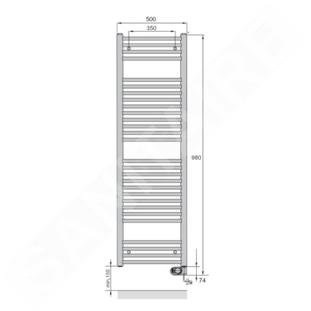 Zehnder Aura - Corps de chauffe 980x500 mm, 500 W, blanc PBEZ-090-50/MQ