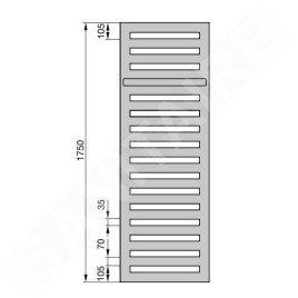 Zehnder Metropolitan Bar - Radiateur de salle de bains 1750x600 mm, raccord central 50 mm, laqué blanc MEP-180-060