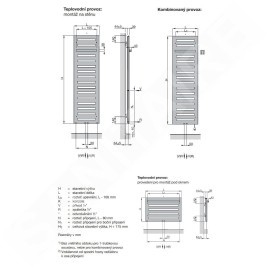 Zehnder Metropolitan Bar - Radiateur de salle de bains 1225 x 400 mm, droit, raccordement central 50 mm, laqué blanc MEP-120-040