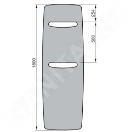 Zehnder Vitalo Spa - Radiateur de salle de bains 1800 x 490 mm, droit, raccord central 50 mm, laqué blanc VIT-180-050