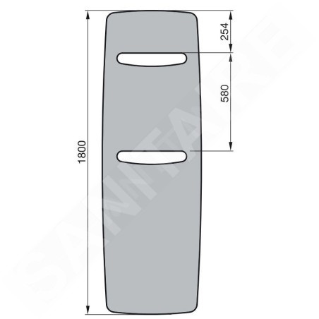 Zehnder Vitalo Spa - Radiateur de salle de bains 1800 x 490 mm, droit, raccord central 50 mm, laqué blanc VIT-180-050
