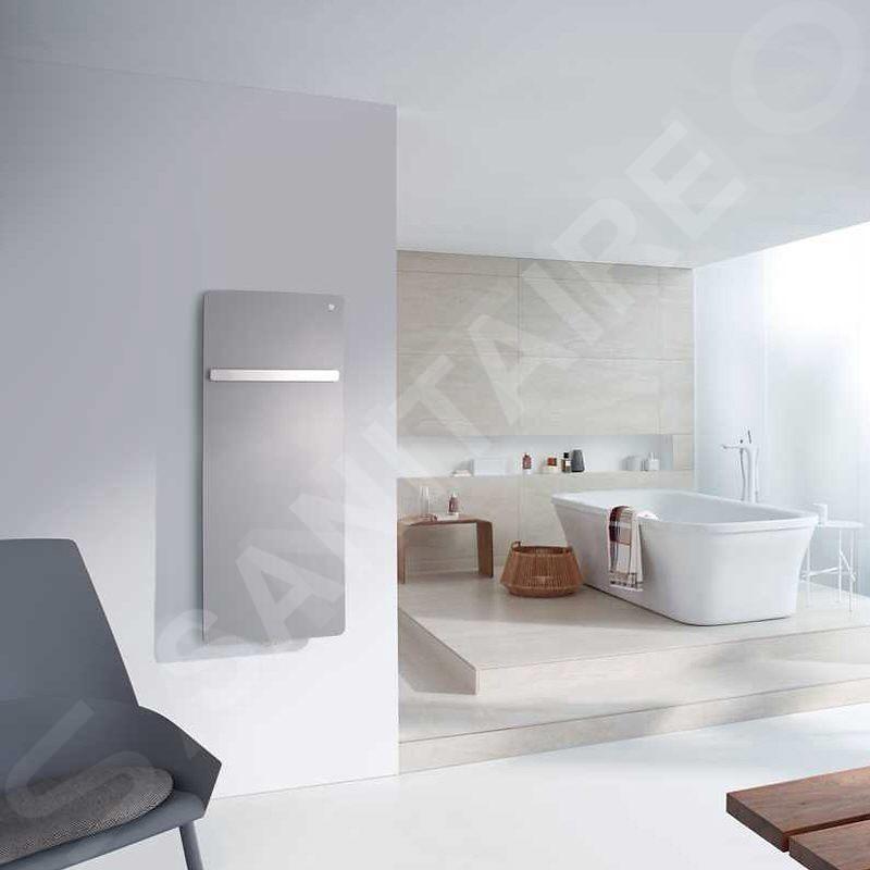 Zehnder Vitalo Bar - Radiateur de salle de bains 1250 x 400 mm, droit, raccord central 50 mm, laqué blanc VIP-125-040