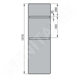 Zehnder Vitalo Bar - Radiateur de salle de bains 1570 x 400 mm, droit, raccord central 50 mm, laqué blanc VIP-160-040