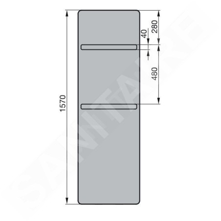 Zehnder Vitalo Bar - Radiateur de salle de bains 1570 x 500 mm, droit, raccord central 50 mm, laqué blanc VIP-160-050