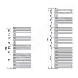 Zehnder Forma Asym - Radiateur de salle de bains 1191 x 596 mm, droit, raccordement extérieur 50 mm, laqué blanc LFAL-120-060