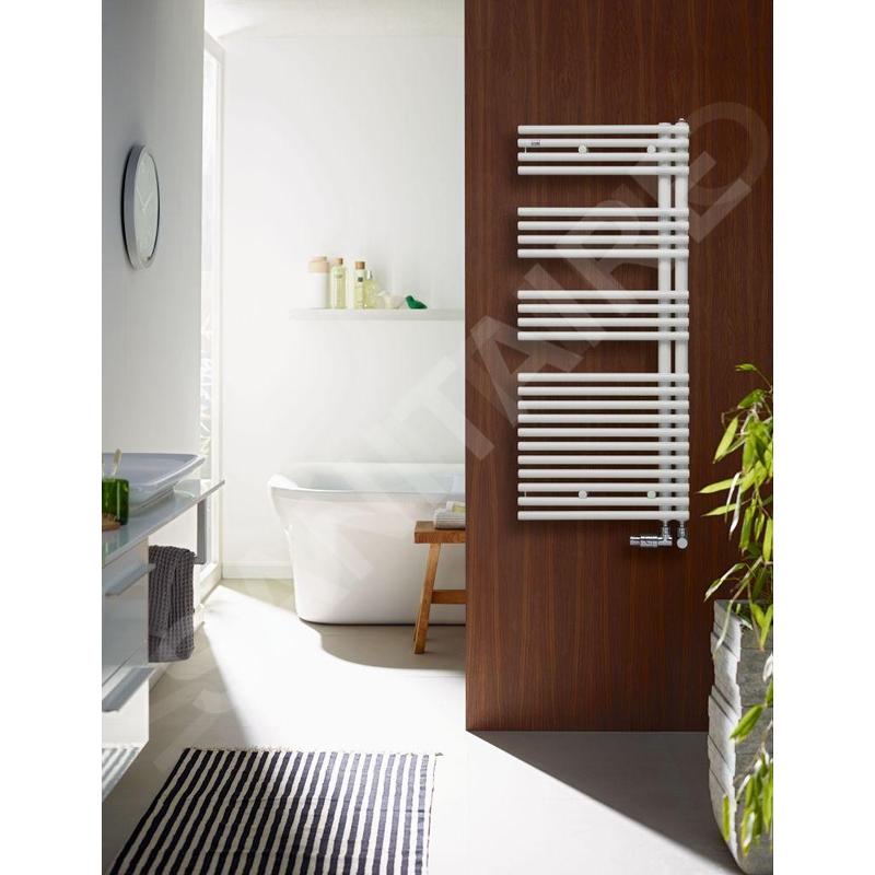 Zehnder Forma Asym - Radiateur de salle de bains 1191 x 596 mm, droit, raccordement extérieur 50 mm, laqué blanc LFAR-120-060