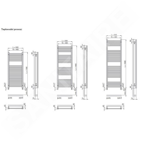 Zehnder Impa - Radiateur de salle de bains 1400 x 500 mm, droit, laqué blanc IMP-140-050