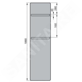 Zehnder Vitalo Bar - Radiateur de salle de bains 1890 x 600 mm, droit, raccord central 50 mm, laqué blanc VIP-190-060
