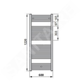 Zehnder Virando - Radiateur de salle de bains 1200x600 mm, raccordement externe, 648 W, blanc AB-120-060