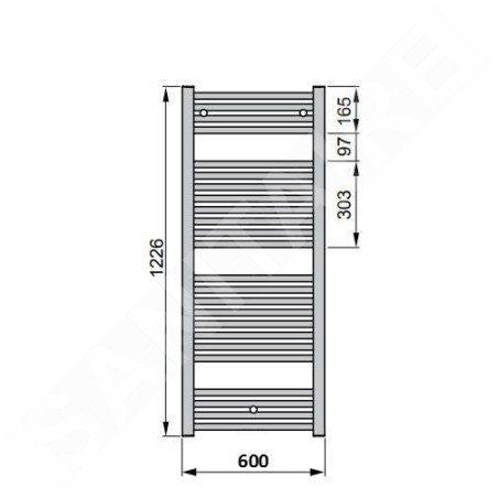 Zehnder Virando - Radiateur de salle de bains 1200x600 mm, raccordement externe, 648 W, blanc AB-120-060