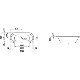 Laufen Solutions - Baignoire 1700x750 mm, blanc H2225100000001